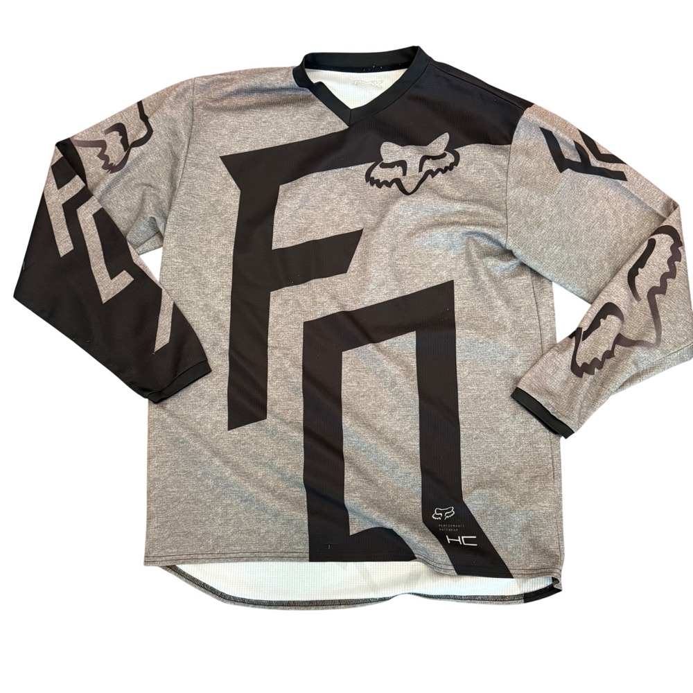 Fox Racing 180 HC Capital Motocross Jersey Heather Grey Black XL Long Sleeve